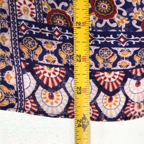 Collective Concepts Print Boho Tie Front Long Sleeve Blouse Womens Size XL - Picture 10 of 12